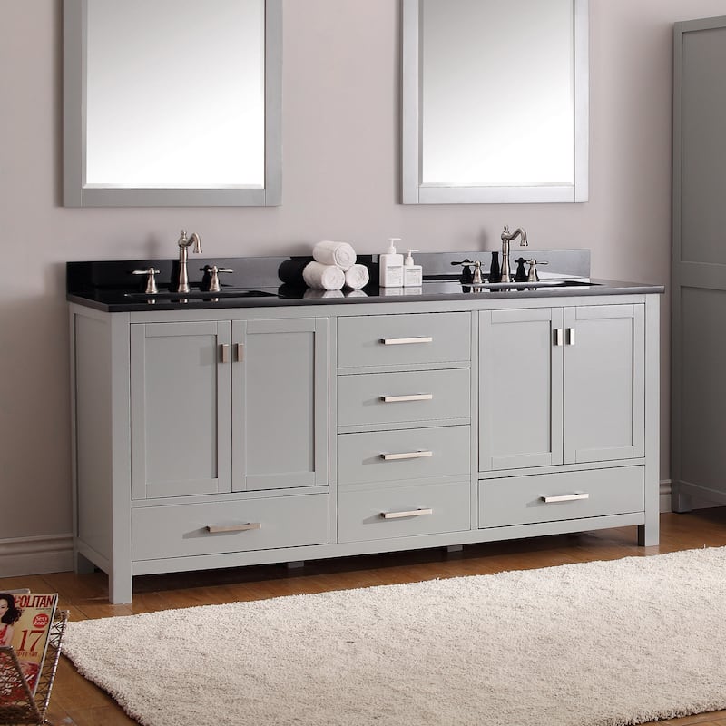 Avanity Modero 73-inch Double Vanity Combo in Chilled Grey with Top and Sink