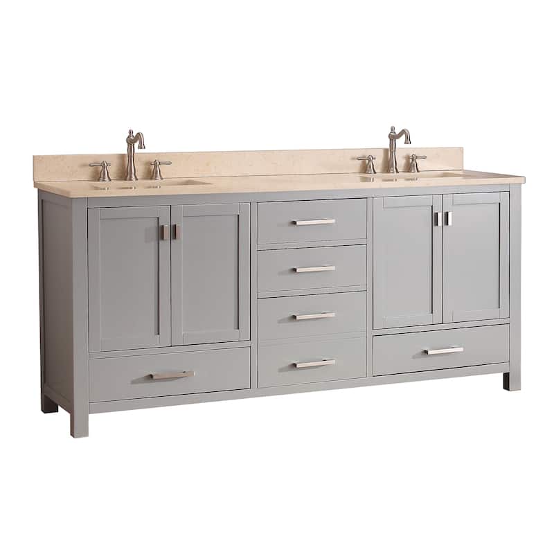 Avanity Modero 73-inch Double Vanity Combo in Chilled Grey with Top and Sink