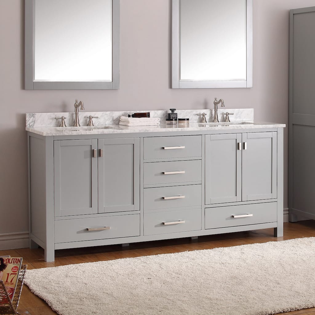 Avanity Modero 73-inch Double Vanity Combo in Chilled Grey with Top and Sink
