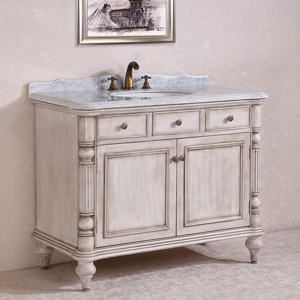 Shop Carrara White Marble Top Single Sink Bathroom Vanity ...