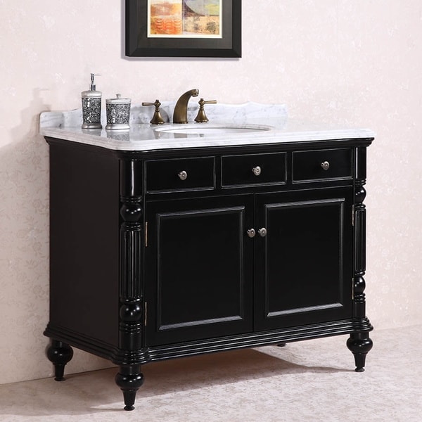 Shop Carrara White Marble Top Single Sink Bathroom Vanity ...