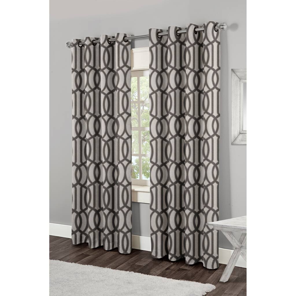 The Curated Nomad Ophir Jacquard Grommet Top Curtain Panel Pair - 54X84