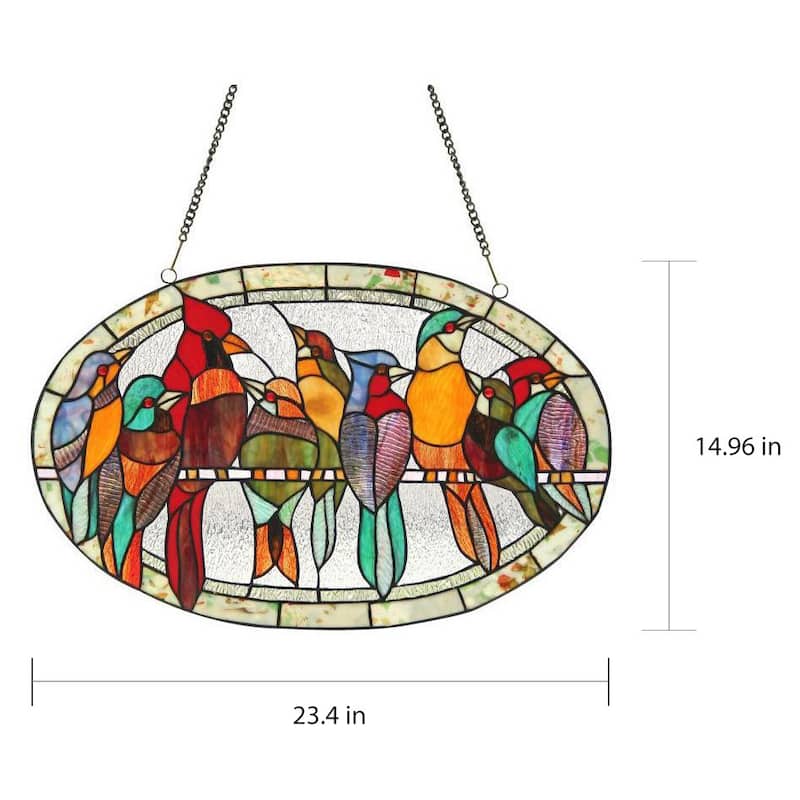 Chloe Tiffany-style Bird Design Round Window Panel