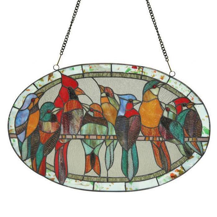 Chloe Tiffany-style Bird Design Round Window Panel