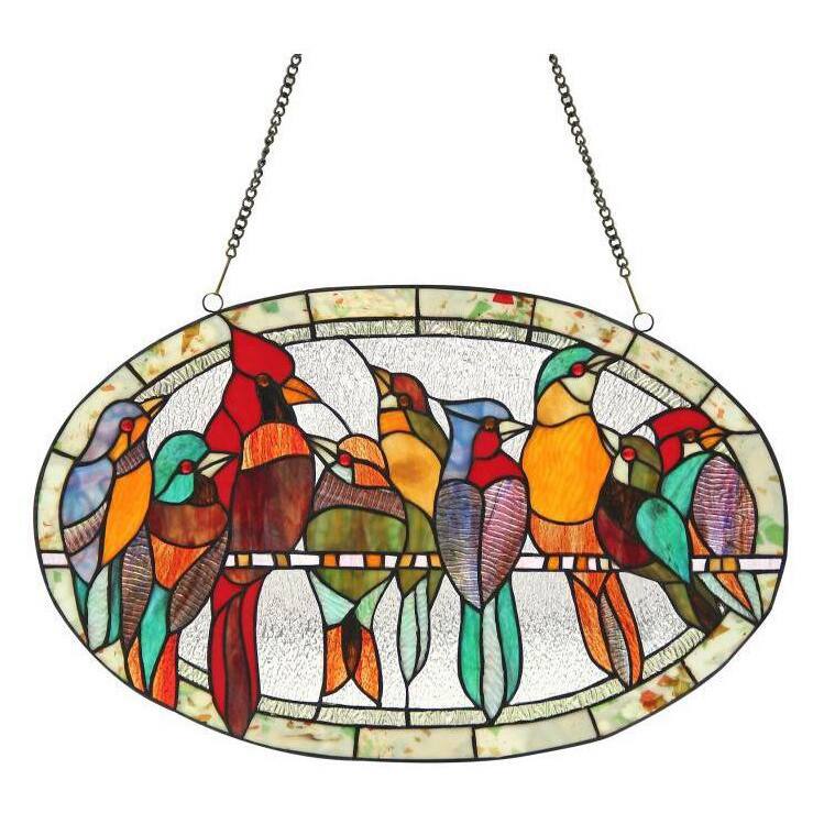 Chloe Tiffany-style Bird Design Round Window Panel