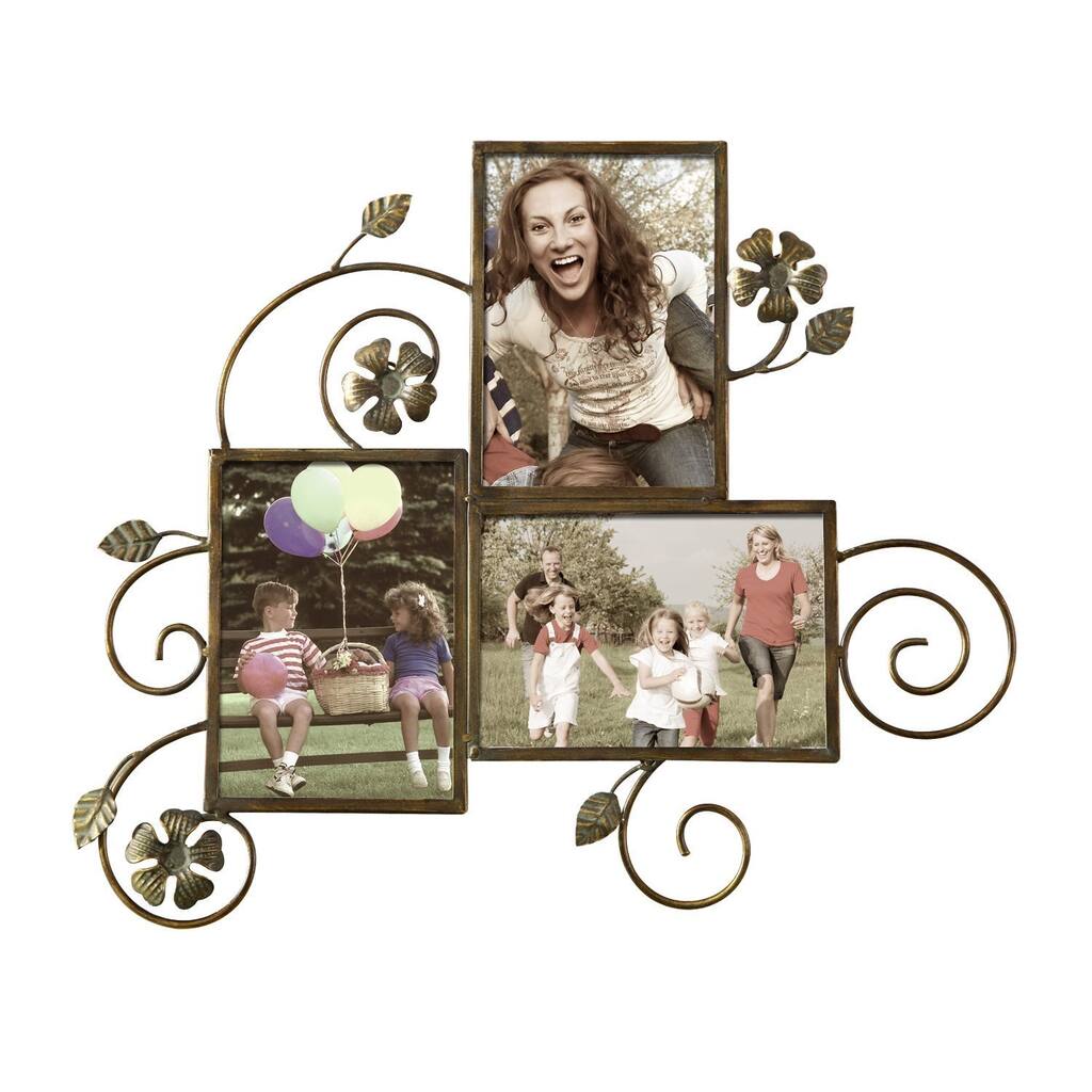 Adeco 3-opening Elegant Iron Wall-hanging Photo Frame