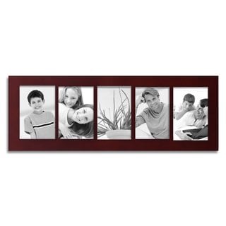 Adeco 5 Divided Decorative Walnut Color Wood Wall Hanging Photo Frame ...