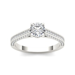 De Couer 14k White Gold 1 1/4ct TDW Diamond Pave Engagement Ring (H-I, I2)