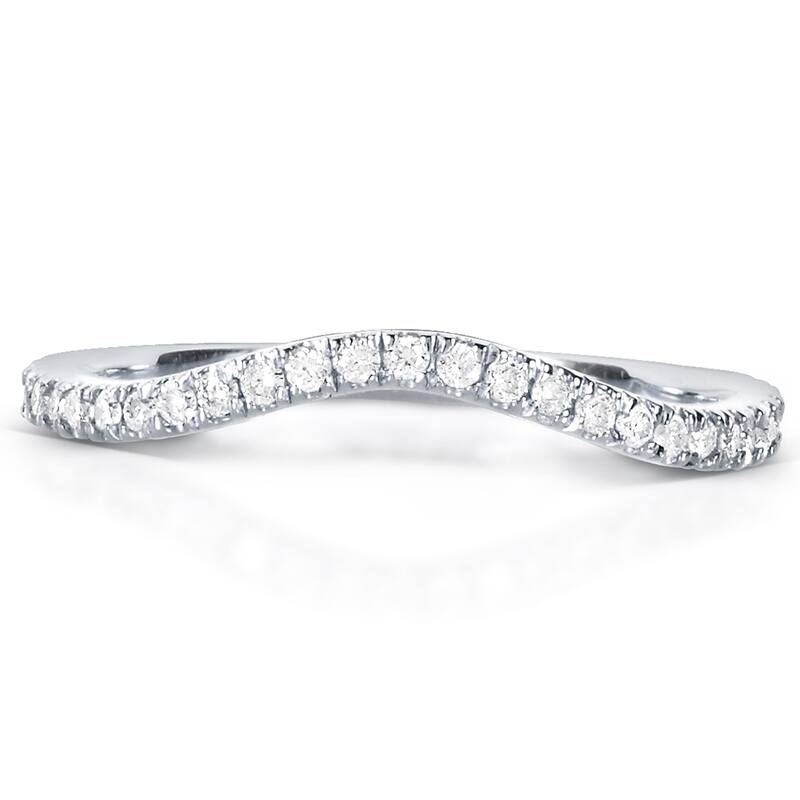 Annello by Kobelli 14k White Gold 1/5ct TDW Curved Diamond Wedding Band Ring