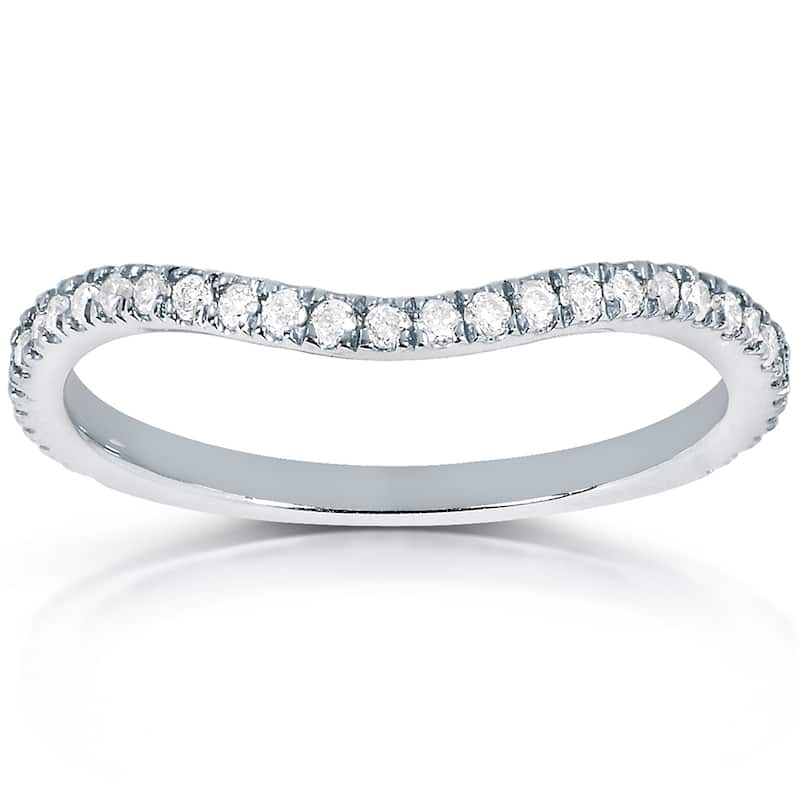 Annello by Kobelli 14k White Gold 1/5ct TDW Curved Diamond Wedding Band Ring - 4