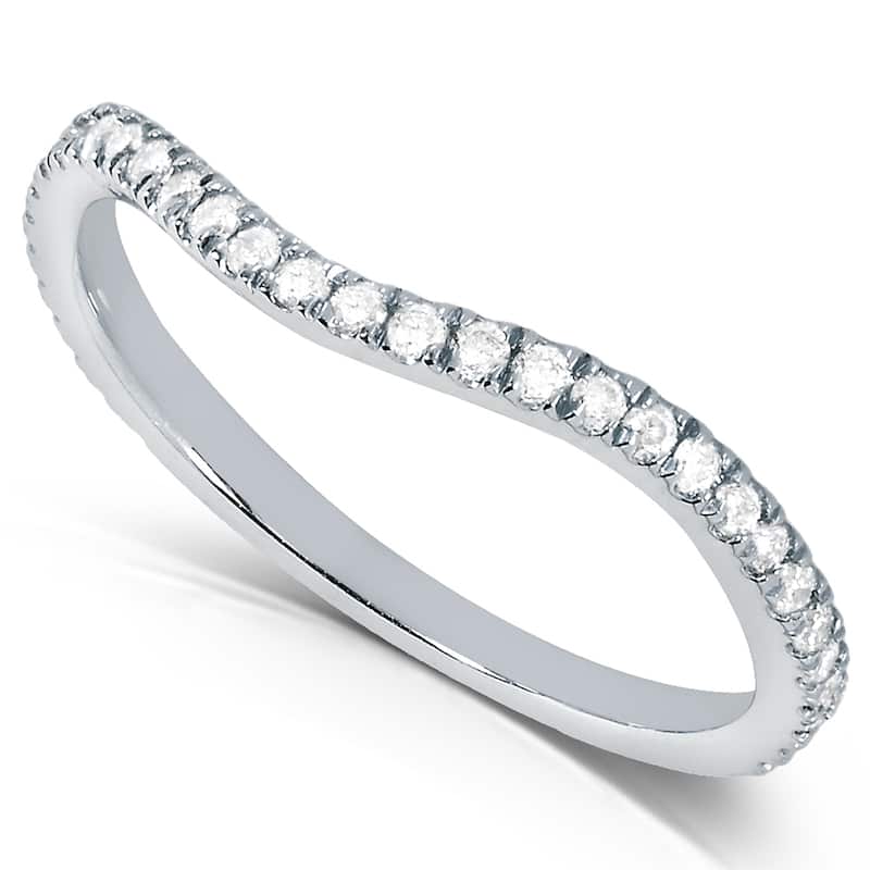 Annello by Kobelli 14k White Gold 1/5ct TDW Curved Diamond Wedding Band Ring
