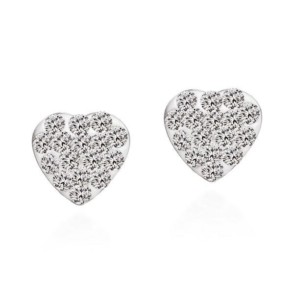 [Handmade] Sparkling Heart Cubic Zirconia .925 Silver Stud Earrings ...