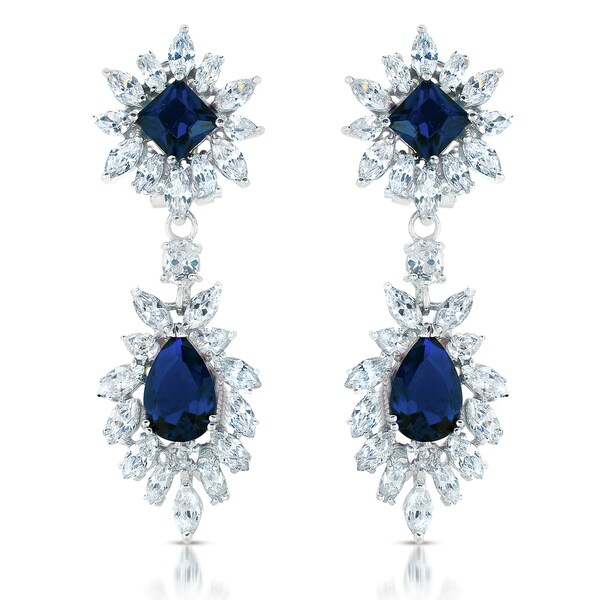 Collette Z Sterling Silver Cubic Zirconia Elegant Dangle Earrings. Opens flyout.