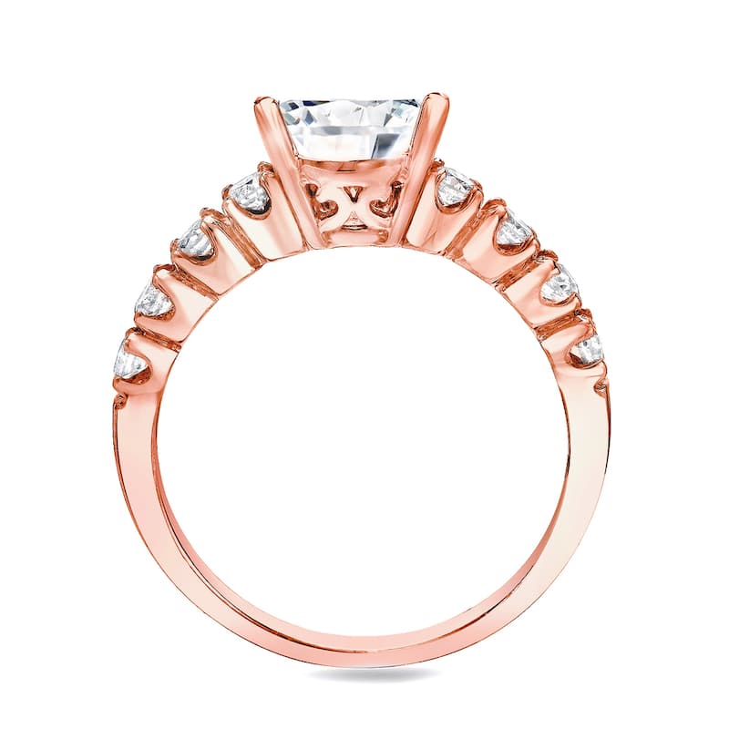 Auriya 14k Rose Gold 2ctw Classic Round Diamond Engagement Ring Set