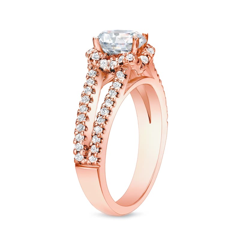 Auriya 14k Rose Gold 1 1/4ctw Modern Halo Diamond Engagement Ring