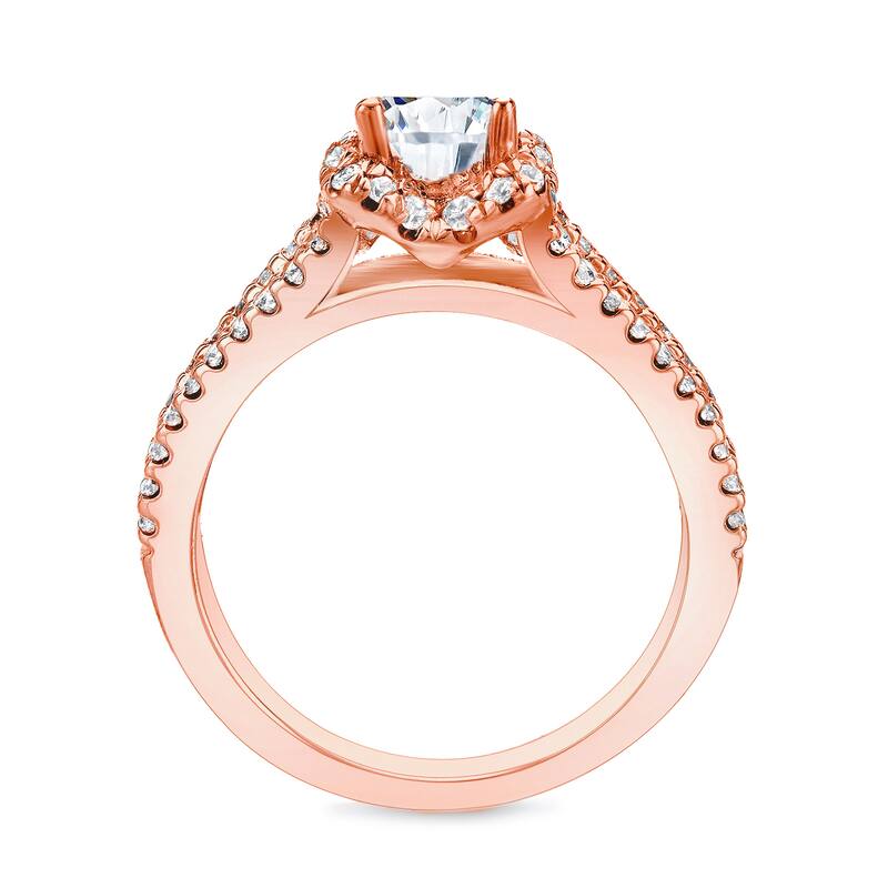 Auriya 14k Rose Gold 1 1/4ctw Modern Halo Diamond Engagement Ring