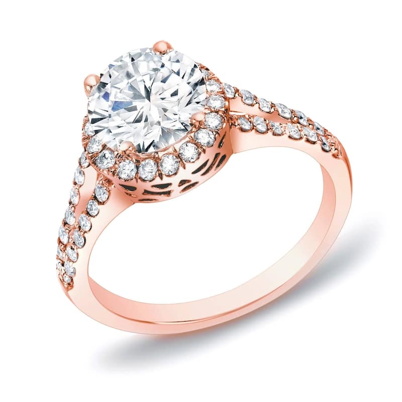 Auriya 14k Rose Gold 1 1/4ctw Split-shank Halo Diamond Engagement Ring