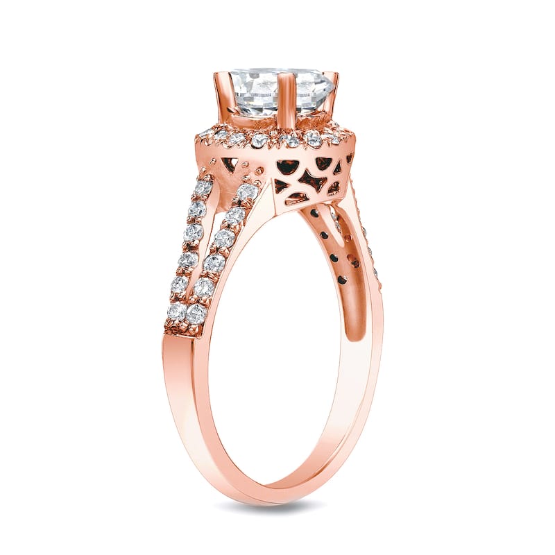 Auriya 14k Rose Gold 1 1/4ctw Split-shank Halo Diamond Engagement Ring