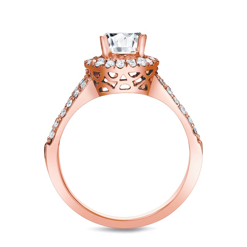 Auriya 14k Rose Gold 1 1/4ctw Split-shank Halo Diamond Engagement Ring