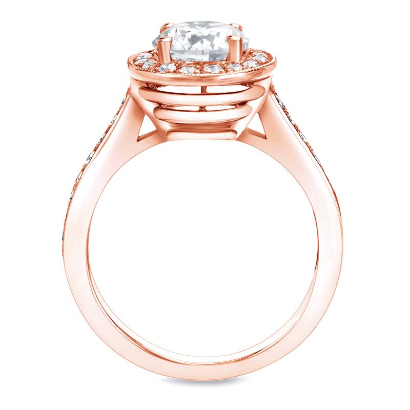 Auriya 14k Rose Gold 1 3/4ctw Round Halo Diamond Engagement Ring Certified (H-I, SI1-SI2)