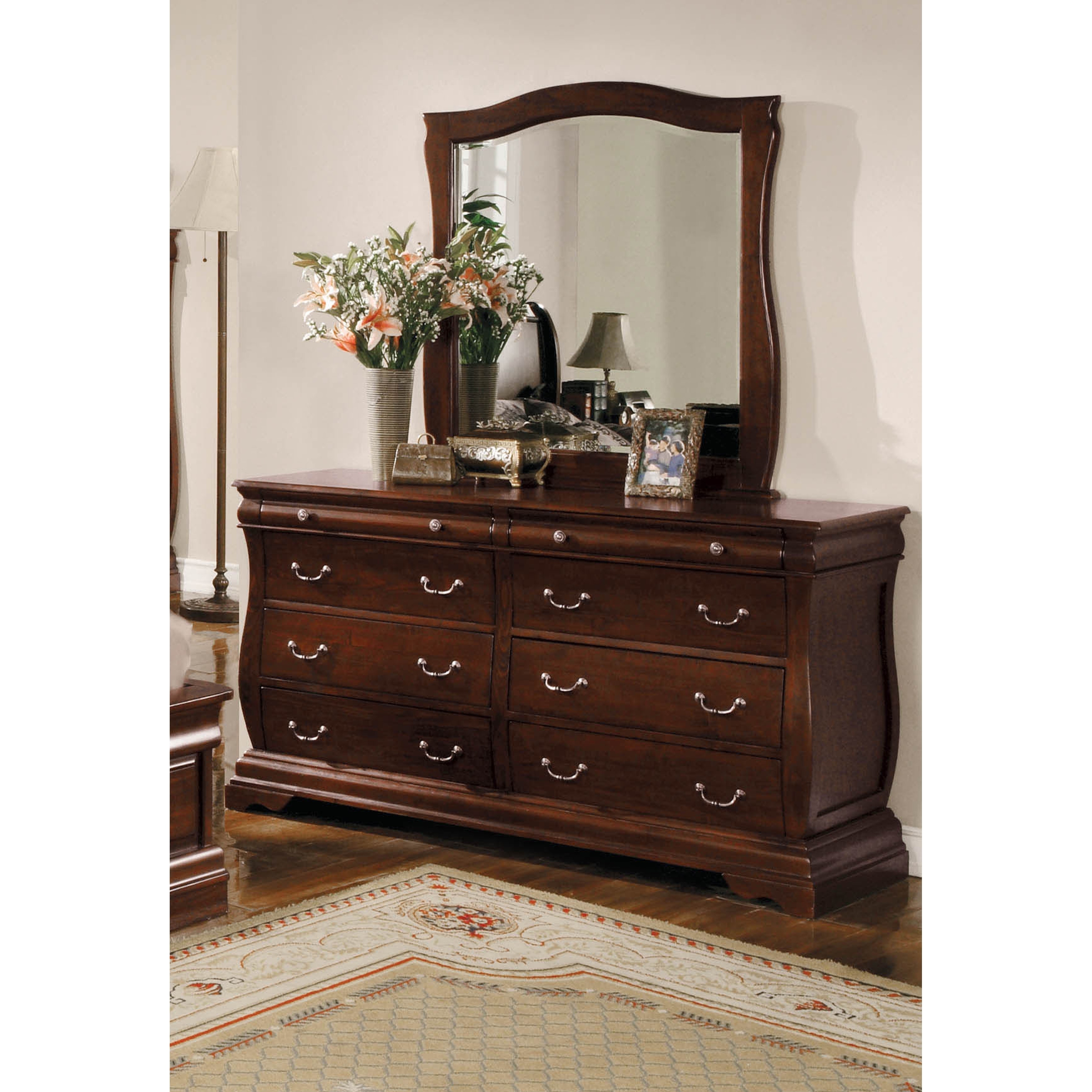 Shop Furniture Of America Rown Pine 2 Piece Dresser And Mirror Set