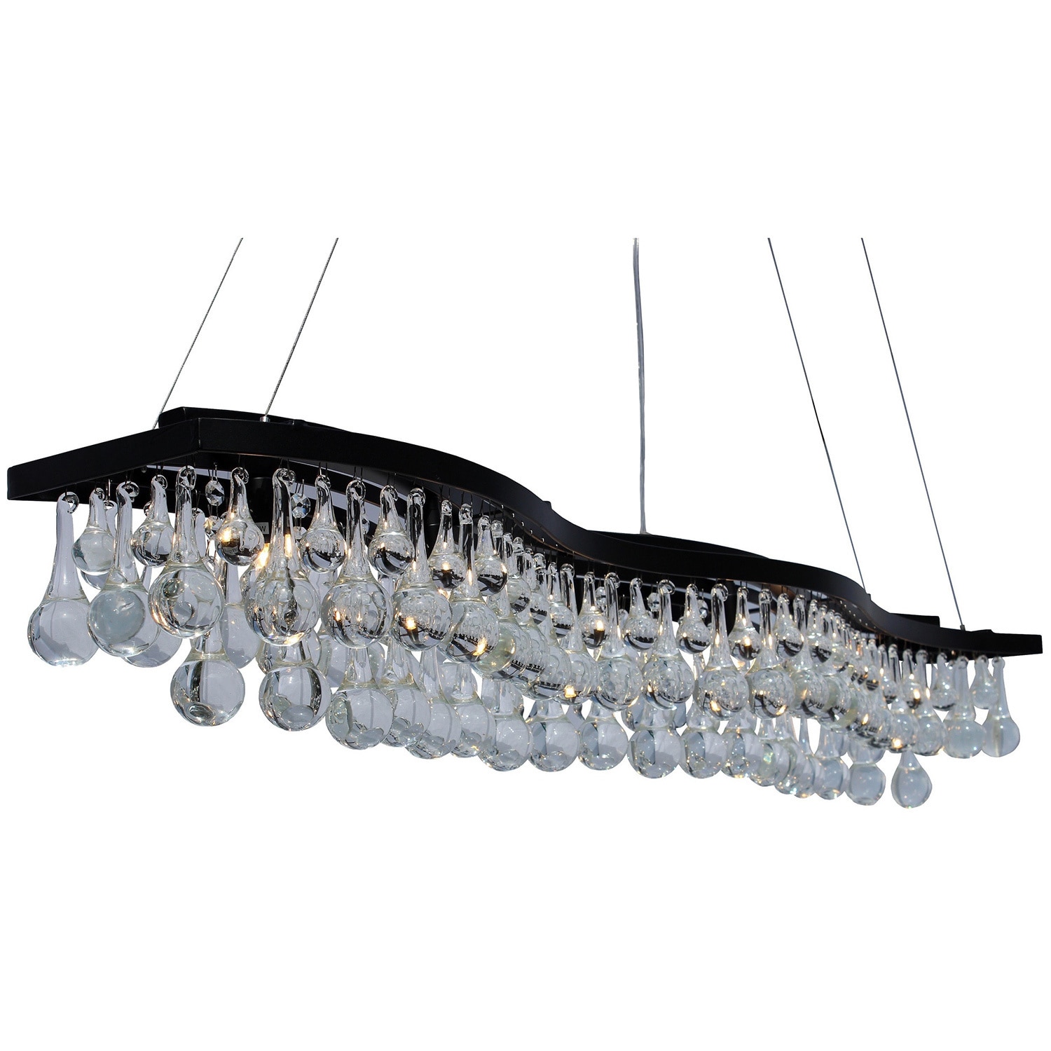 48-inch Double S Glass Drop Rectangular 6-light Chandelier - N/A (48-inch Double S Glass Drop Chandelier) - Chandeliers For Bedrooms by Overstock.com