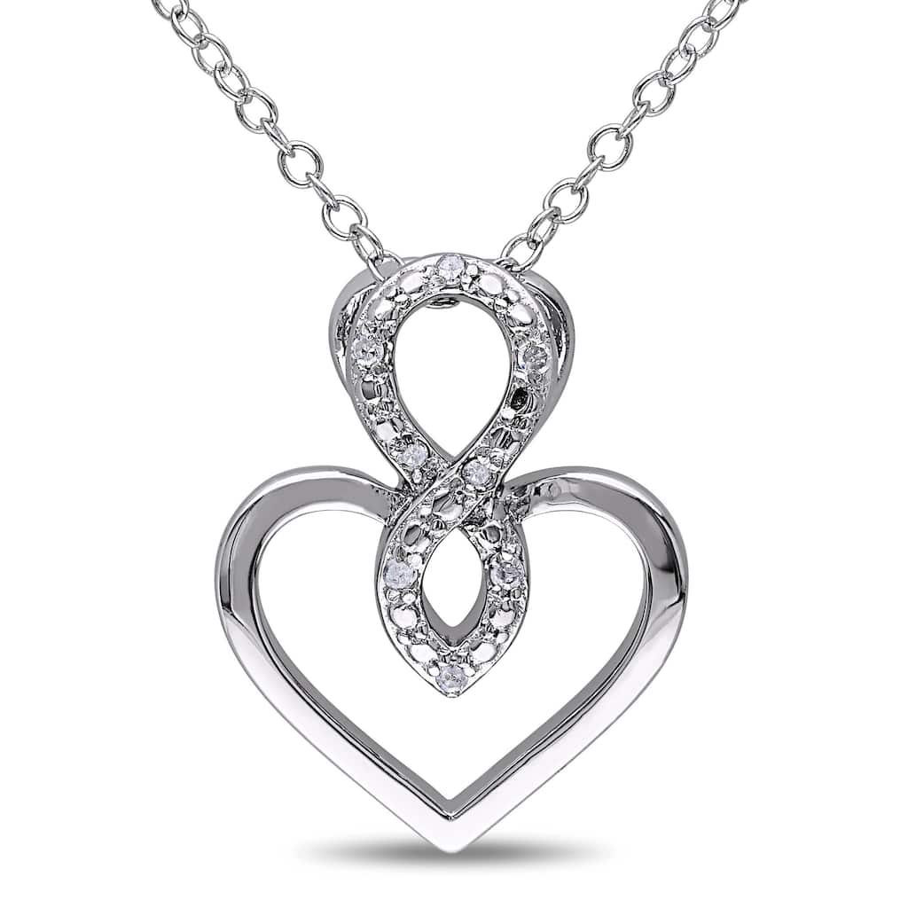 Miadora Sterling Silver Diamond Accent Heart Infinity Necklace
