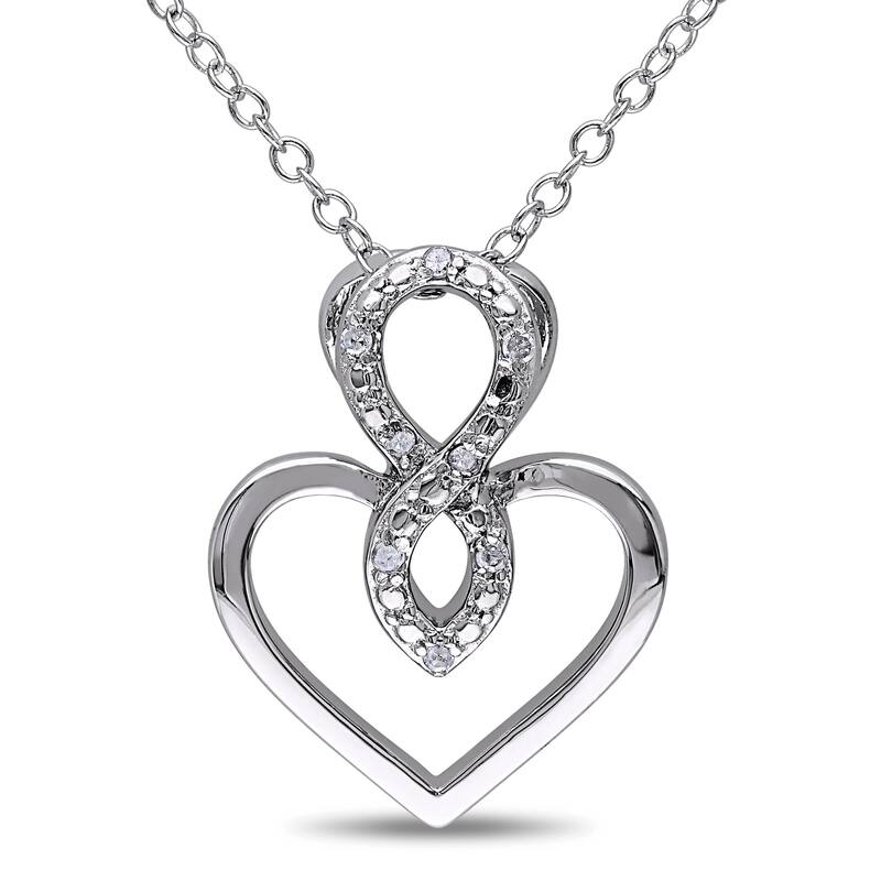 Miadora Sterling Silver Diamond Accent Heart Infinity Necklace