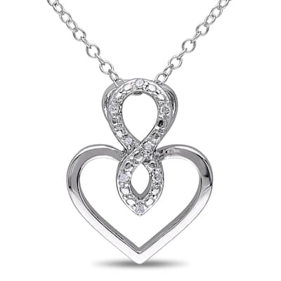 Miadora Sterling Silver Diamond Accent Heart Infinity Necklace