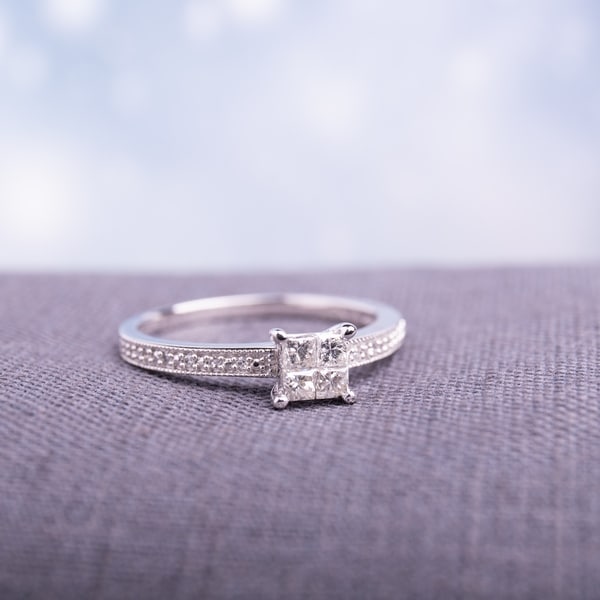 Miadora 10k White Gold 1/3ct TDW Diamond Engagement Ring