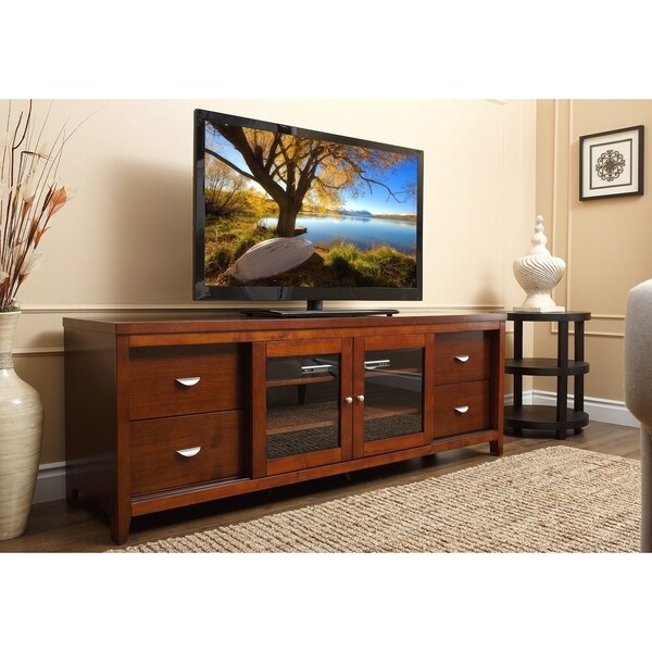 Shop Abbyson Clarkston 72inch Walnut Wood TV Console Free Shipping