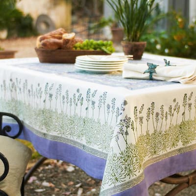 Couleur Nature Handmade Lavender Rectangle Cotton Tablecloth