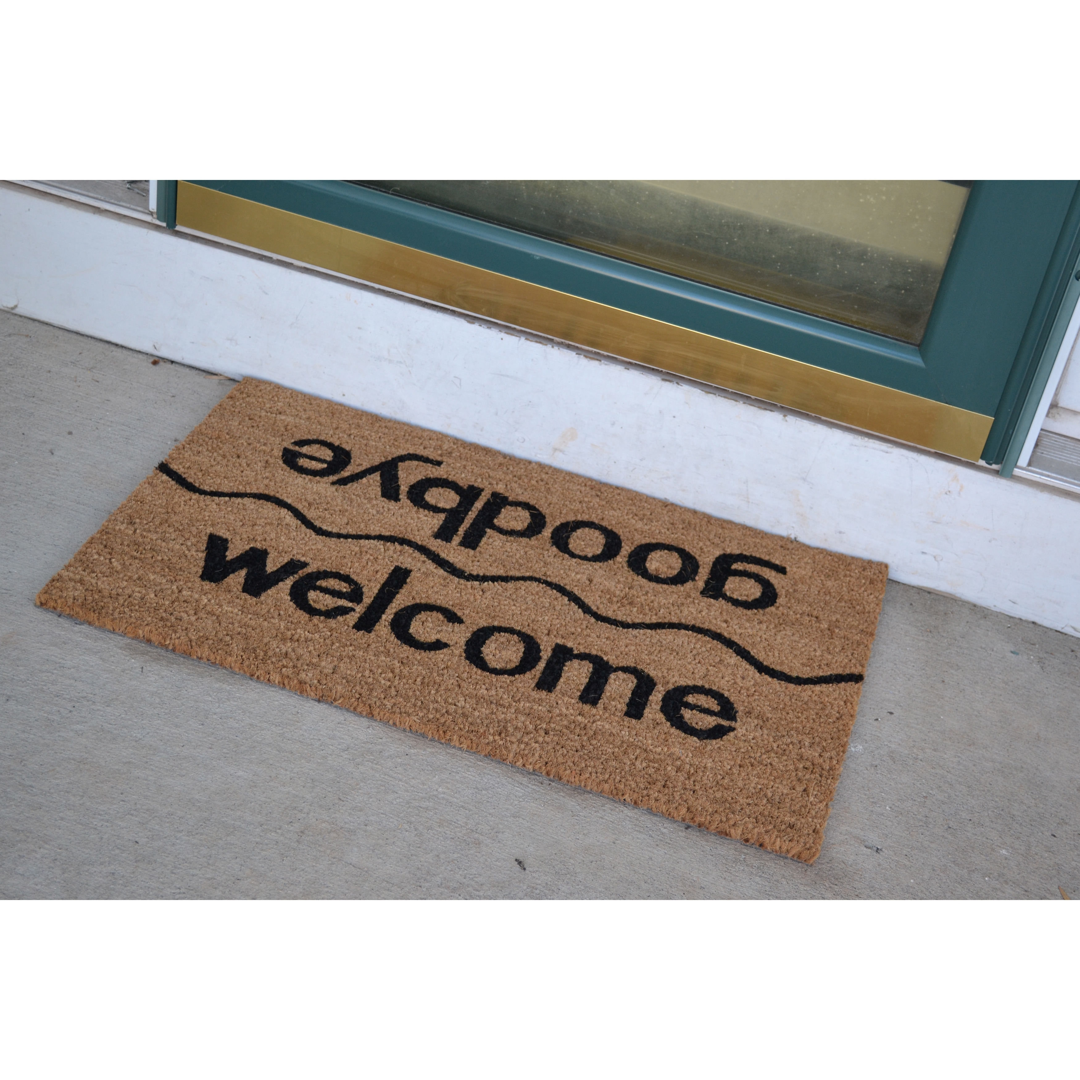 Natural Coir Welcome Goodbye Outdoor Doormat 18 x 30