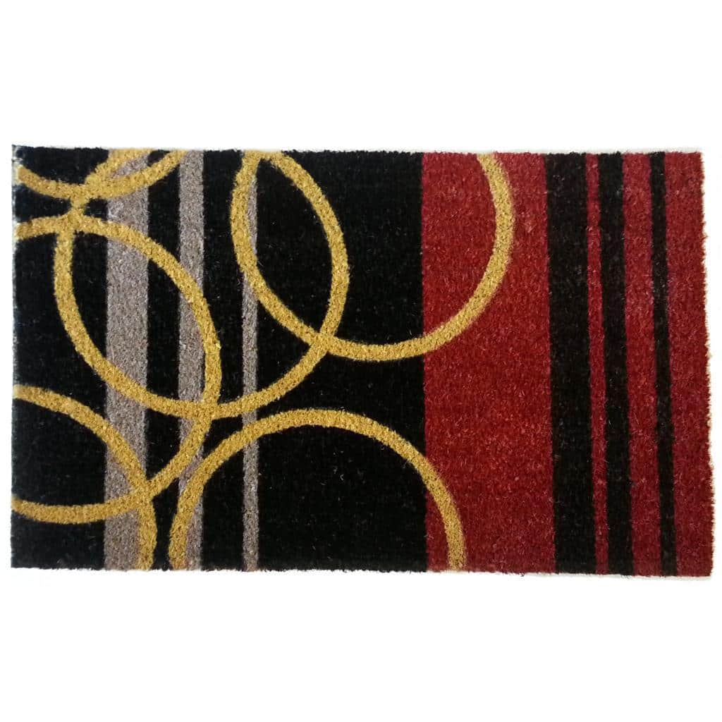 Stripes and Rings Geometric Coir Doormat