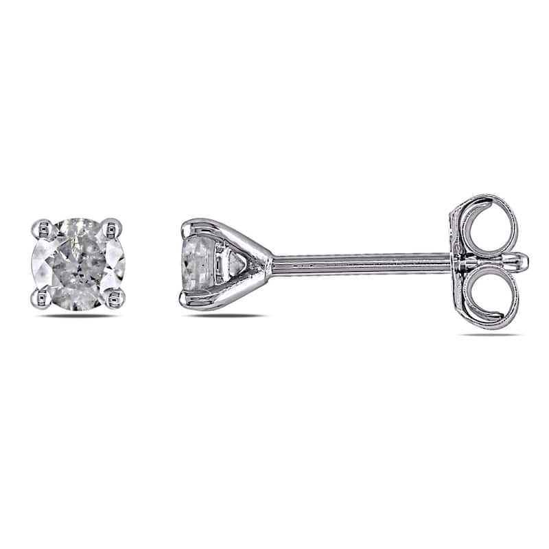 Miadora 14k Gold 1/3ct TDW Diamond Round Solitaire Classic Stud Earrings