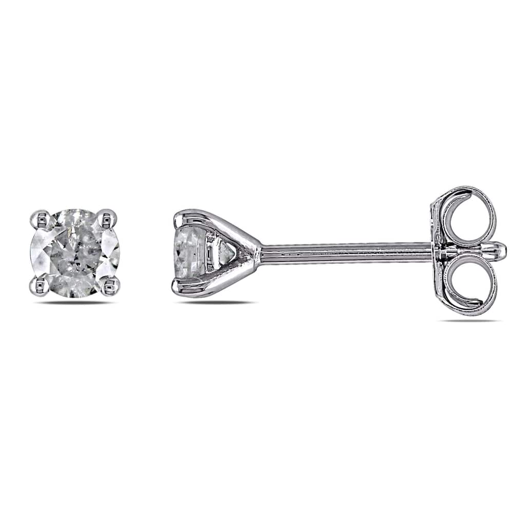 Miadora 14k Gold 1/3ct TDW Diamond Round Solitaire Classic Stud Earrings