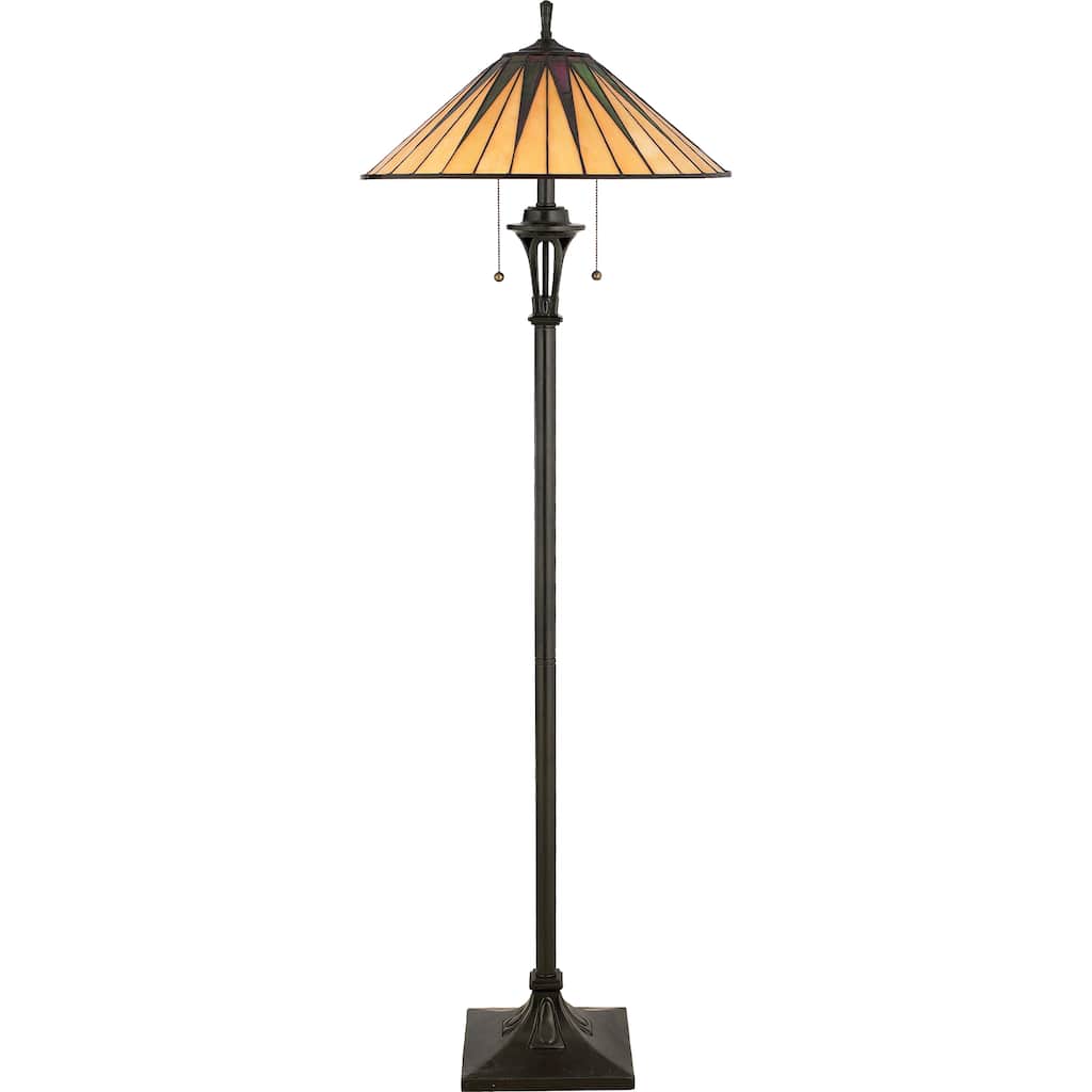Gotham Vintage Bronze and Art Glass 2-light Floor Lamp