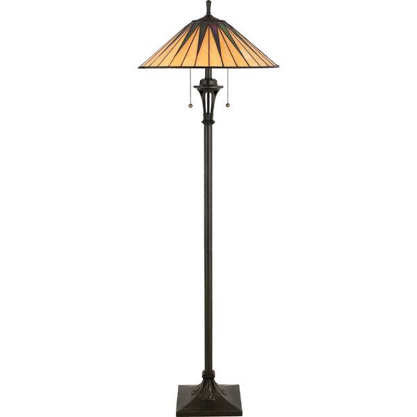 slide 2 of 2, Gotham Vintage Bronze and Art Glass 2-light Floor Lamp