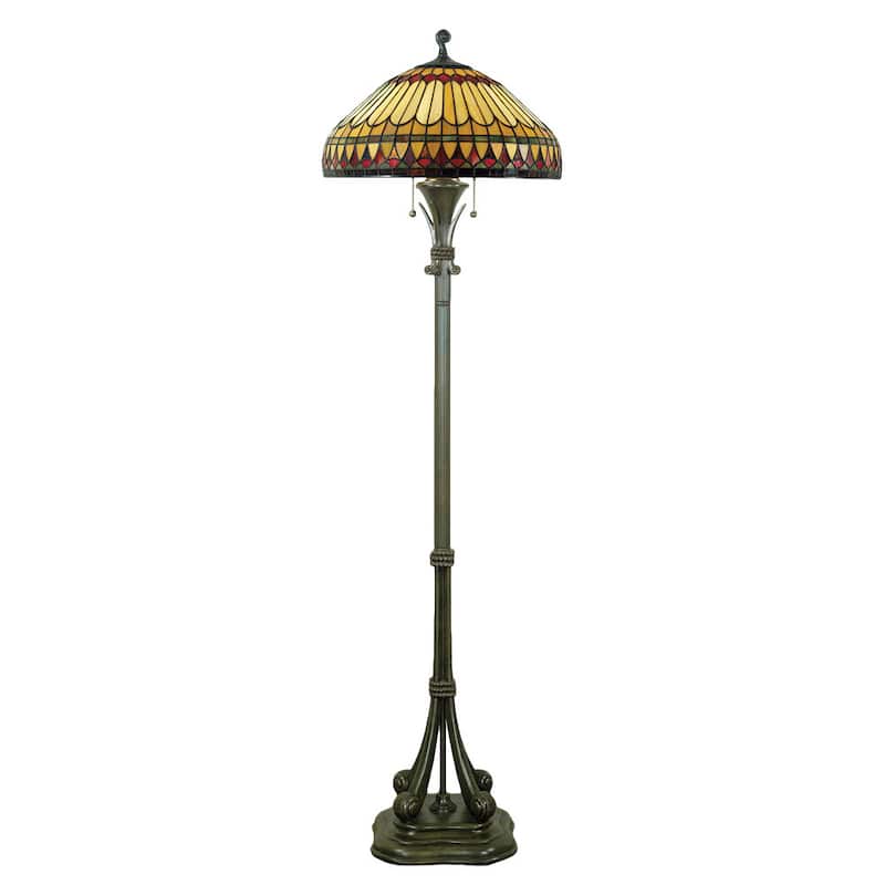 Quoizel West End 2-light Brushed Bullion and Art GlassFloor Lamp