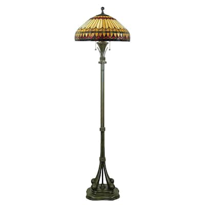 Quoizel West End 2-light Brushed Bullion and Art GlassFloor Lamp