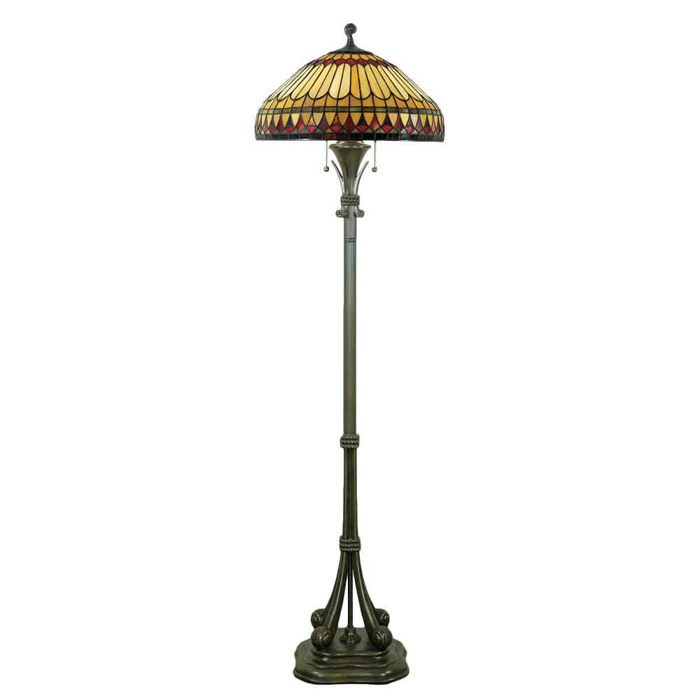 Quoizel West End 2-light Brushed Bullion and Art GlassFloor Lamp