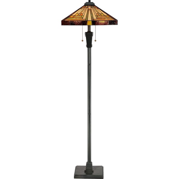 Quoizel Stephen 2-light Vintage Bronze and Art Glass Floor Lamp