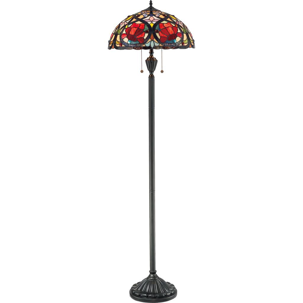 Quoizel Larissa 2-light Vintage Bronze and Art Glass Floor Lamp