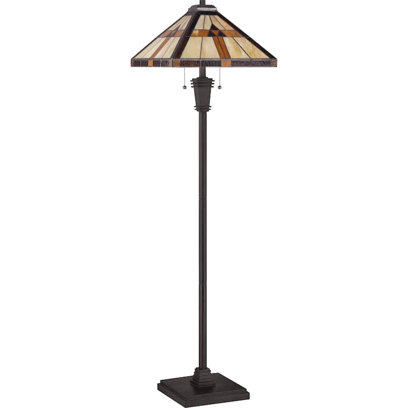 Bryant 2-Light Bronze Floor Lamp with Tiffany Glass Shade