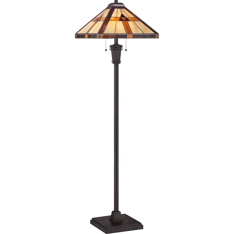Bryant 2-Light Bronze Floor Lamp with Tiffany Glass Shade