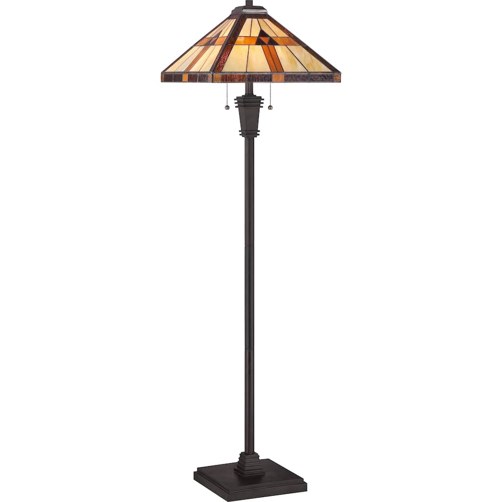 Bryant 2-Light Bronze Floor Lamp with Tiffany Glass Shade