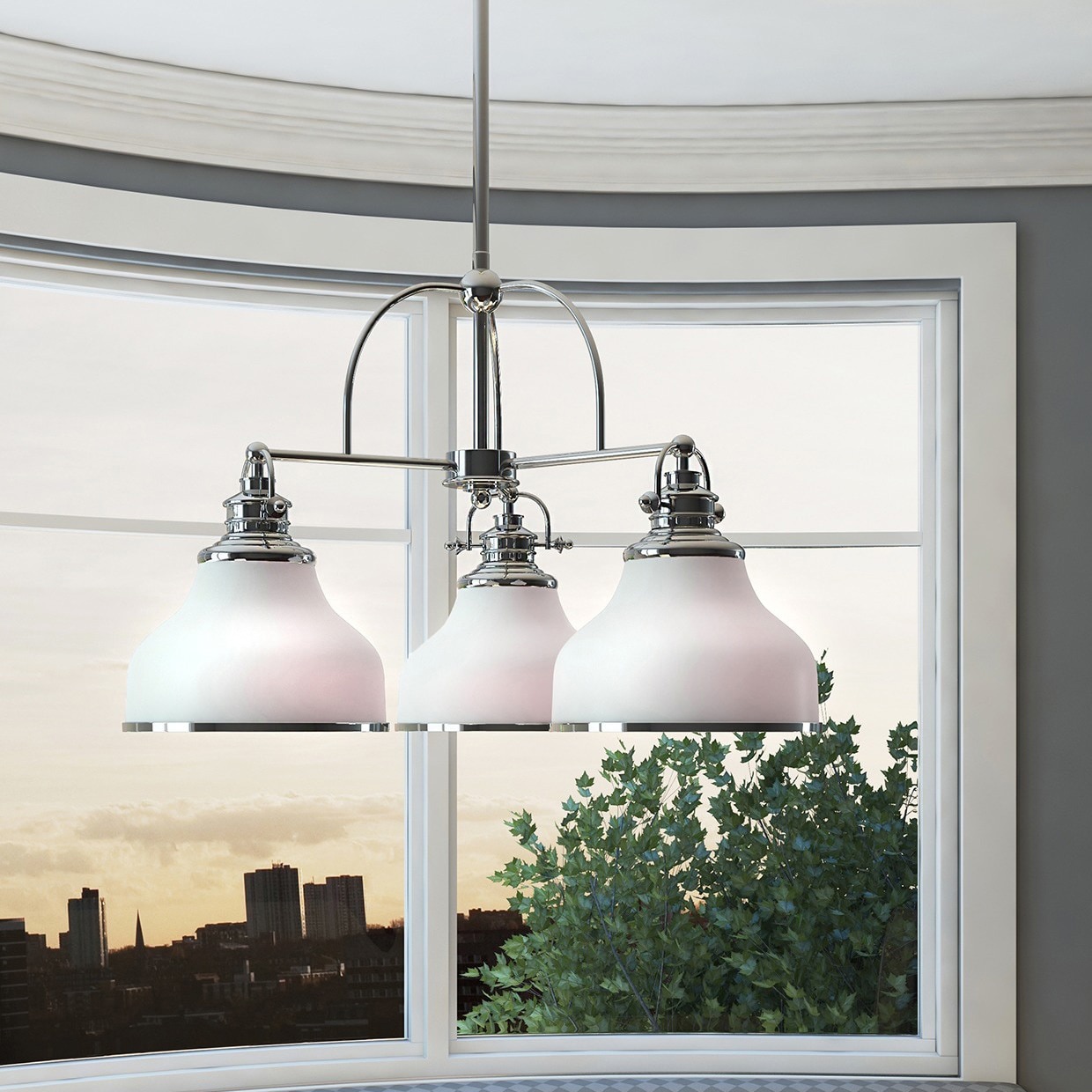 Quoizel Grant 3 Light Dinette Chandelier With Glass Shades Quoizel Grant 3 Light Dinette Chandelier With Glass Shades
