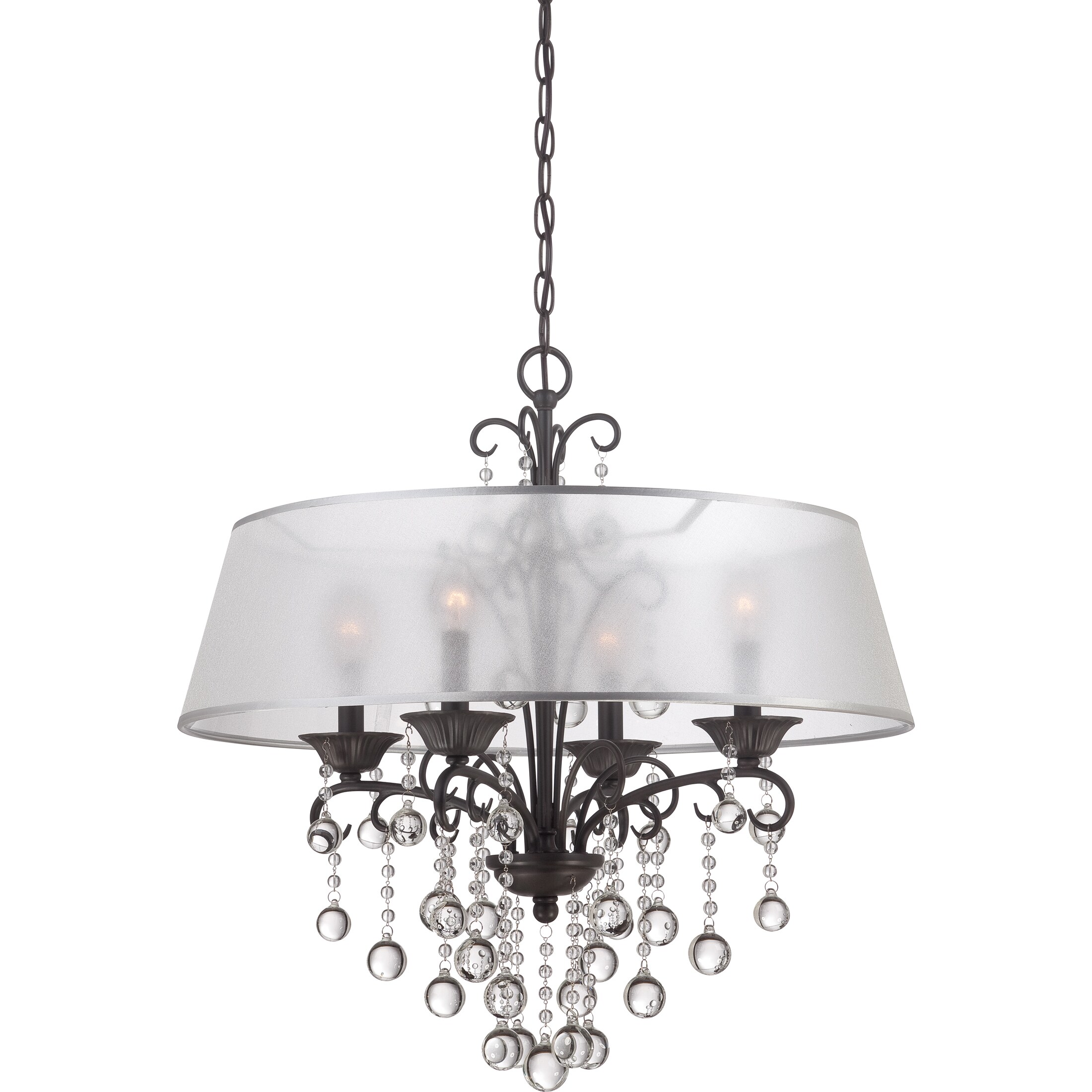 Quoizel Carrabelle French Bronze and Crystal Drop 4-light Chandelier (Incandescent, Bronze, Chandelier) - Chandeliers For Bedrooms by Overstock.com