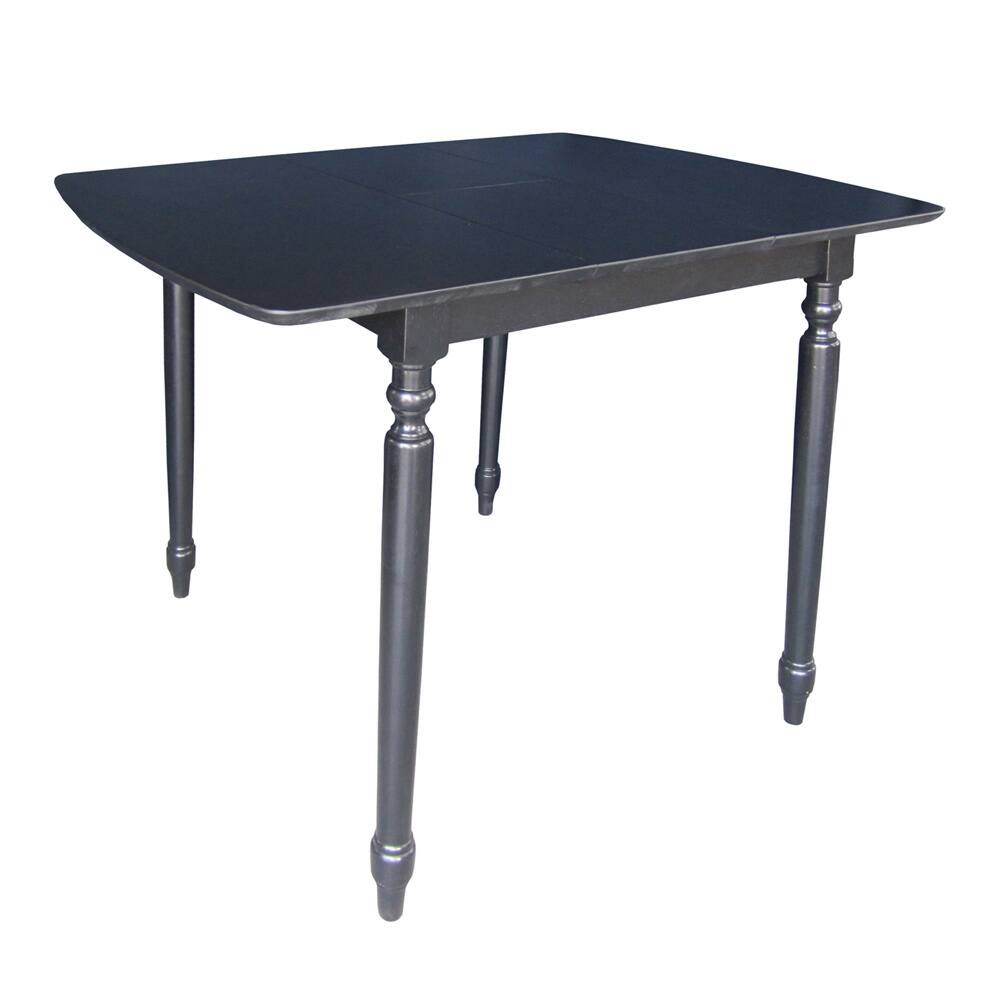 Black Wood Beveled Leg Dining Table with Butterfly Extension