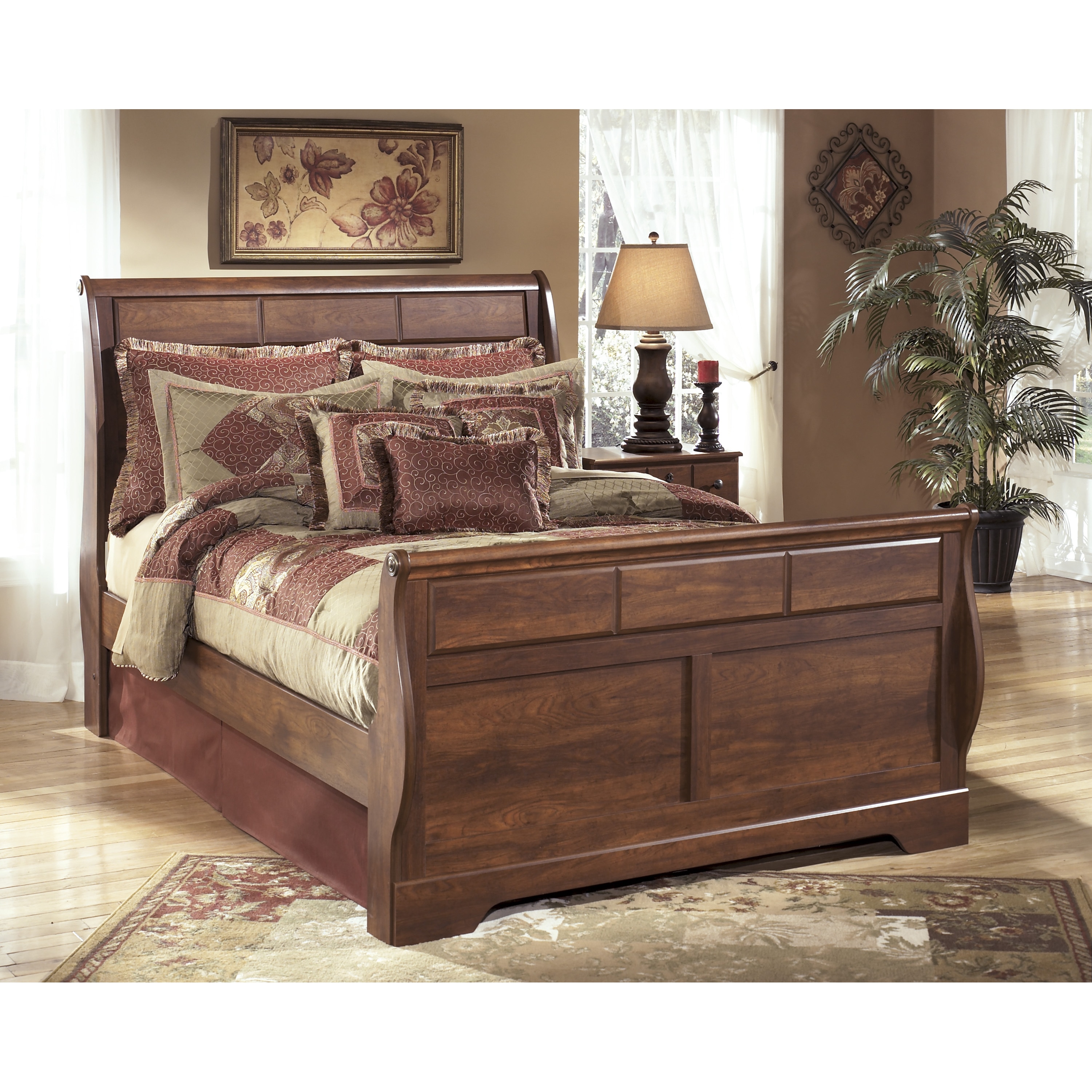 Signature Design by Ashley Timberline Queen size Warm Brown Sleigh Bed